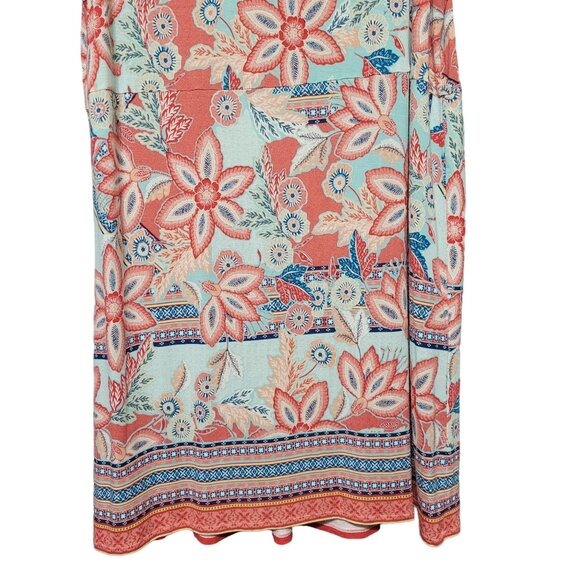 J Jill Size XL Petite Dress Tank Lightweight Rayon Knit Pleated Long Floral - Picture 7 of 11